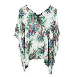 Do Everything‎ In Love Anthropologie Tropical Leaf Print Poncho Kaftan Top O/S